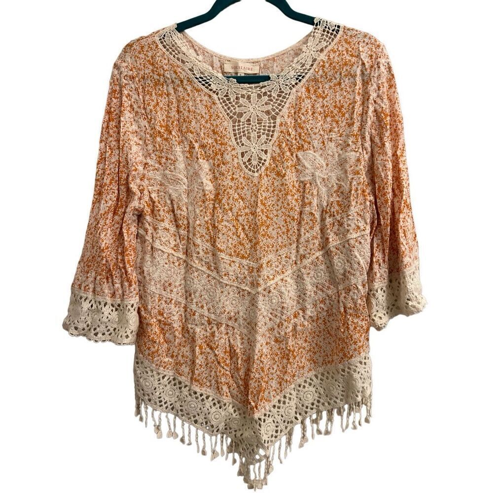 Solitaire boho embroidered blouse S